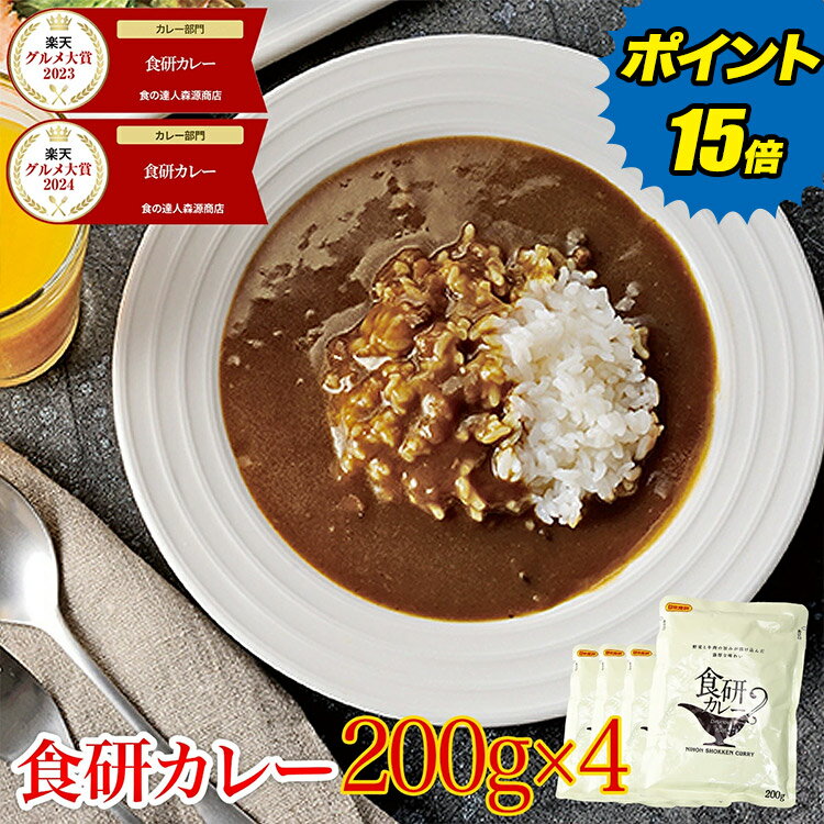 【ライブ視聴＆エントリでP19倍!!】＼ 1000円ポッキリ 送料無料 ／ 【楽天グルメ大賞2年連続受賞】 カレー レトルト 食研カレー 200g×4袋 4人前 中辛 業務用 レトルト 日本食研 保存食 災害 備蓄 食料 惣菜 ポイント消化 森源商店 ギフト プレゼント
